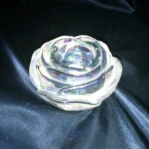 Iridescent Rose glass candle Votive.